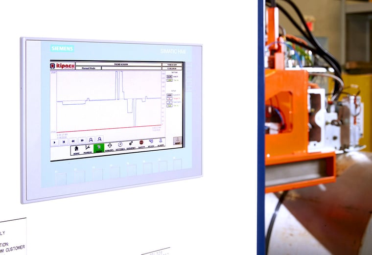 Itipack's Human Machine Interface mounted on a PLC